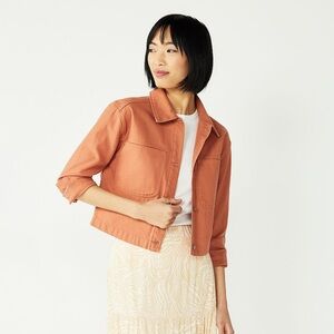 Nine West Burnt Orange Semi Cropped Trucker Jacket- Large
